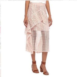 Ark NC Layered Lace Rose Smoke Midi Skirt Size M